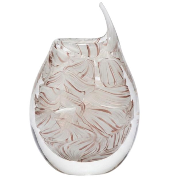 Vaso in Vetro di Murano Originale Petalo Bianco - Centrotavola di Lusso per Arredamento H27